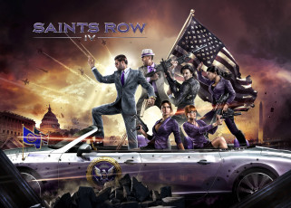 Картинка saints row iv видео игры авто флаг оружие