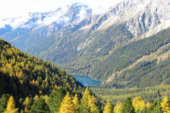Картинка lake antholz south tyrol italy природа пейзажи горы озеро