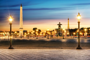 Картинка париж города франция огни фонари площадь город