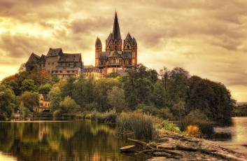 Картинка лимбург германия города пейзажи шпили хдания река