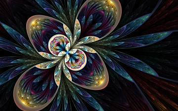 Картинка 3д графика fractal фракталы цветок круги лепестки