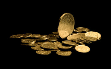 Картинка разное золото купюры монеты деньги черный фон