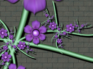 Картинка 3д+графика flowers+ цветы стена фон лепестки