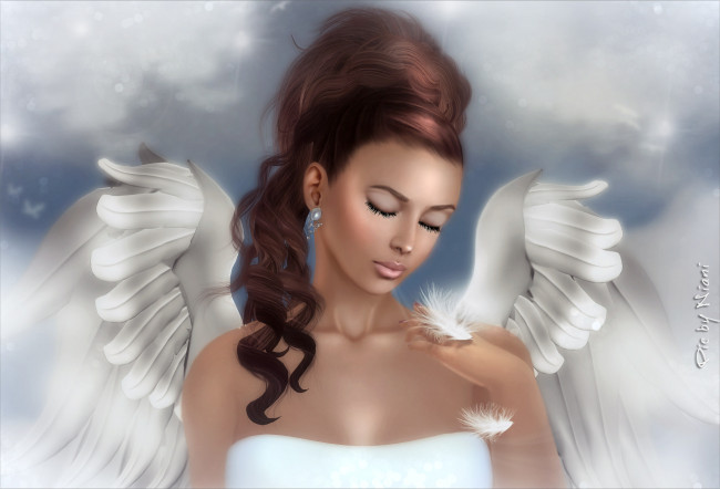 Обои картинки фото 3д графика, angel , ангел, девушка