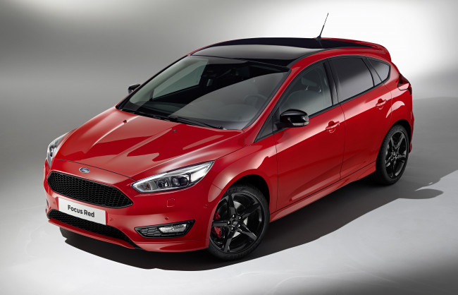 Обои картинки фото автомобили, ford, красный, 2015г, black, red, focus