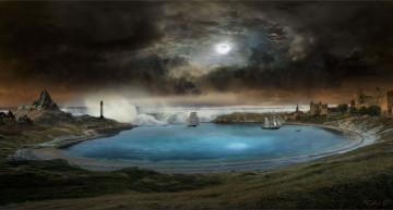 Картинка фэнтези фотоарт бухта шторм