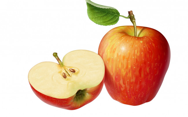 Обои картинки фото рисованное, еда, яблоки, фон