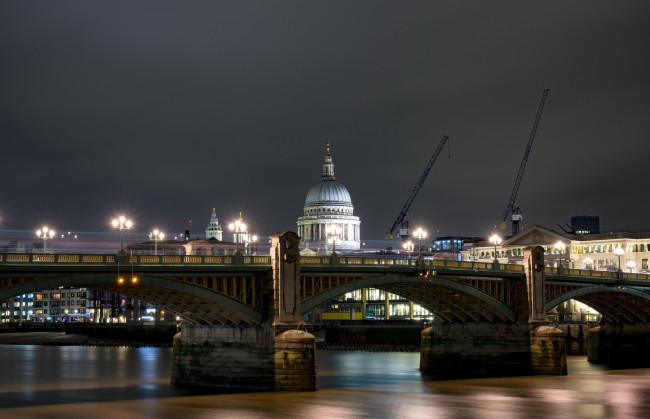 Обои картинки фото города, лондон , великобритания, мост, ночь, город, лондон