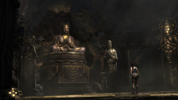 обоя видео игры, rise of the tomb raider, лара, крофт, статуи