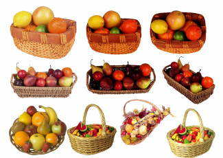 обоя еда, фрукты, ягоды, сливы, груши, корзины