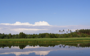 Картинка природа реки озера лес облака река отражение
