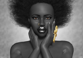 Картинка 3д графика portraits портрет девушка африканка