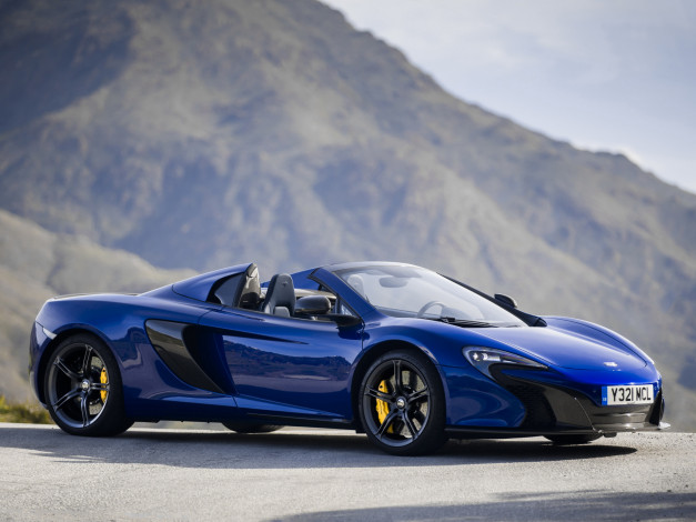 Обои картинки фото автомобили, mclaren, spyder, 650s, синий, 2014г