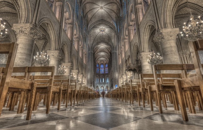 Обои картинки фото notre dame de paris interior, интерьер, убранство,  роспись храма, собор