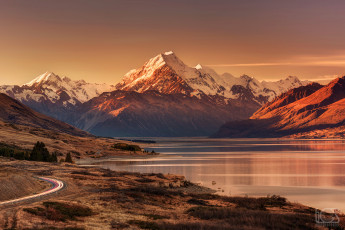 Картинка природа реки озера вечер высочайшая точка новой зеландии южные альпы горы остров южный новая зеландия гора кука