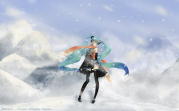 Картинка аниме vocaloid hatsune miku зима redjuice