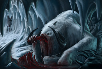 Картинка фэнтези существа монстр чудовище ледяная пещера