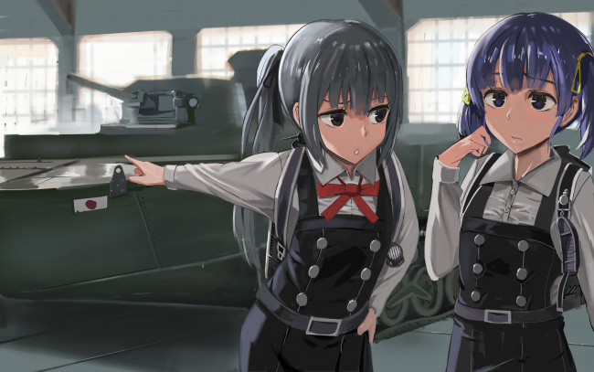 Обои картинки фото аниме, kantai collection, танк, девушки