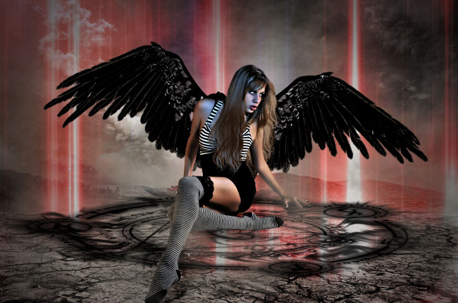 Обои картинки фото фэнтези, ангелы, девушка, фон, крылья, пиктограмма