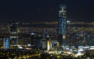 Картинка сантьяго Чили города сантьяго+ огни пейзаж городской мегаполис современный небоскреб ночь santiago de chile