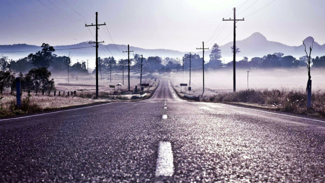Обои картинки фото природа, дороги, туман, шоссе