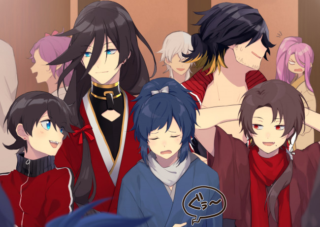 Обои картинки фото аниме, touken ranbu, танец, мечей