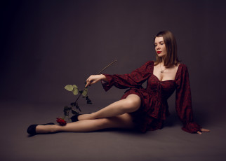 Картинка девушки -+брюнетки +шатенки алексей лозгачев женщины макияж платье роза студия