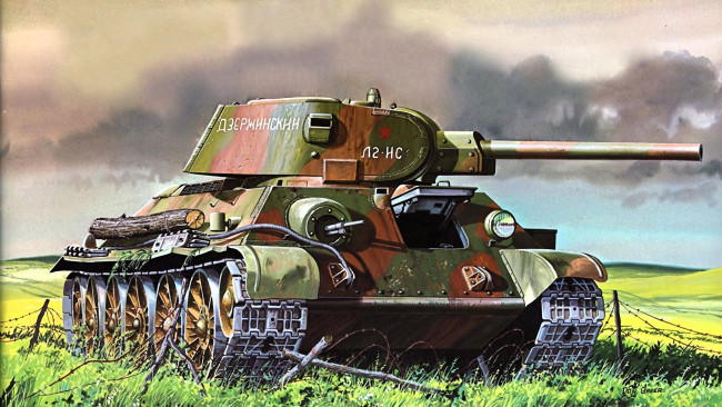 Обои картинки фото рисованное, армия, танк, поле