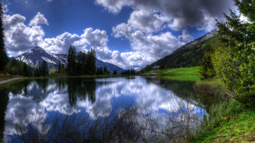 Картинка природа реки озера деревья french alps alpes france альпы отражение горы озеро