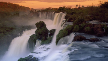 Картинка водопад игуасу природа водопады камни скалы поток река