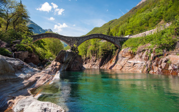 Картинка природа реки озера река мост горы небо скалы вода switzerland швейцария