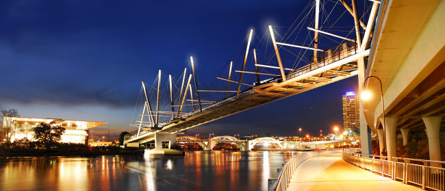 Обои картинки фото the, kurilpa, bridge, города, мосты, австралия, brisbane