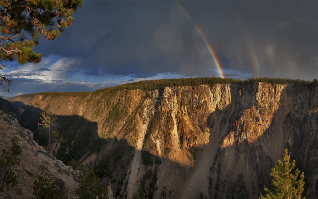 Обои картинки фото природа, радуга, каньон, горы