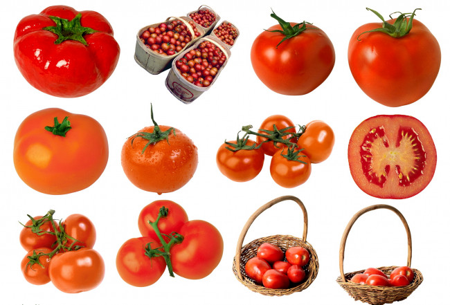 Обои картинки фото еда, помидоры, корзинки, томаты