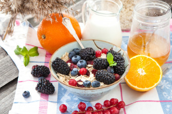 Картинка еда разное citrus мюсли с молоком и фруктами ягодами хлопья a healthy breakfast цитрус здоровый завтрак muesli with milk and fruit berries cereals