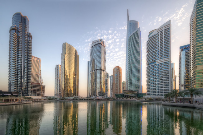 Обои картинки фото jumeirah lakes towers - dubai, города, дубай , оаэ, водоем, небоскребы