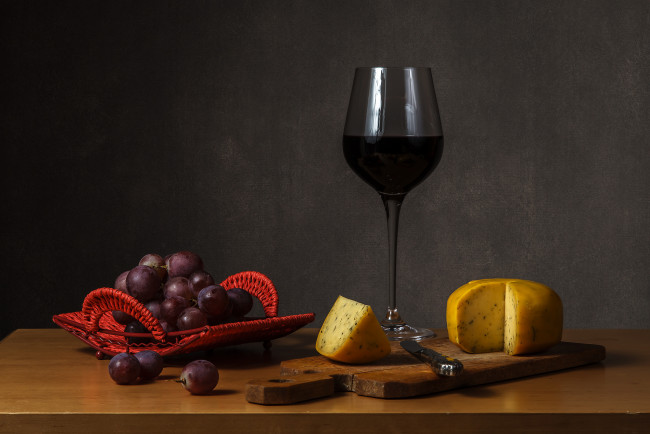 Обои картинки фото еда, натюрморт, вино, виноград, сыр