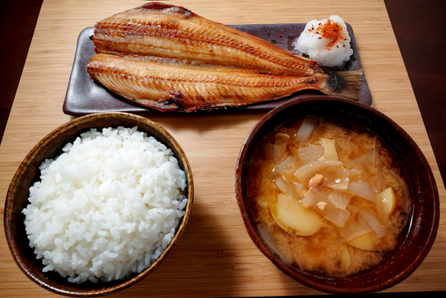 Обои картинки фото еда, разное, суп, рыба, рис