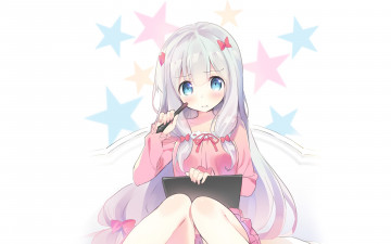 обоя аниме, eromanga-sensei, фон, взгляд, девушка