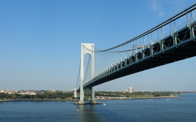 Обои картинки фото мост верразано,  нью-йорк, города, нью-йорк , сша, мост