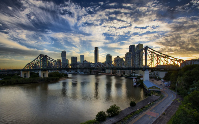 Обои картинки фото brisbane, city, australia, города, мосты