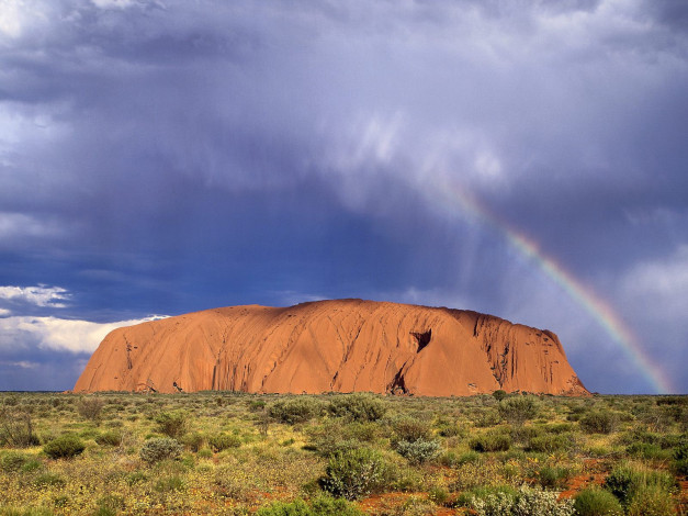 Обои картинки фото австралия, природа, радуга, гора, синее, небо