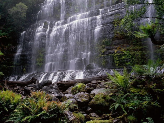 Обои картинки фото австралия, природа, водопады, потоки, воды, камни, зелень