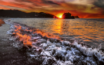 Картинка природа восходы закаты закат берег волна