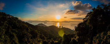 Картинка repulse bay hong kong природа восходы закаты островки залив рипалс холмы закат панорама гонконг