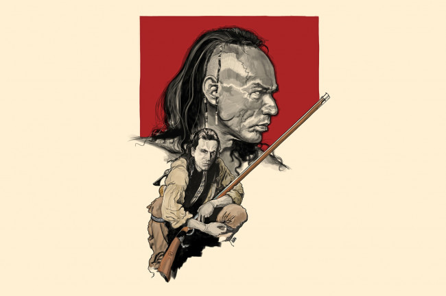 Обои картинки фото рисованное, кино, последний, из, могикан, the, last, of, mohicans, дэниел, дэй-льюис, соколиный, глаз, уэс, стьюди, магуа, классика