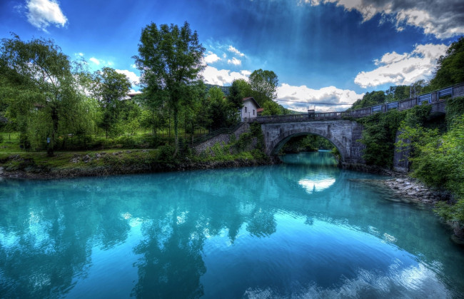Обои картинки фото природа, реки, озера, река, мост