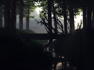 Картинка 3д графика nature landscape природа лес река