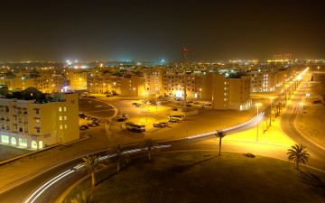 Картинка города огни ночного свет улица дома