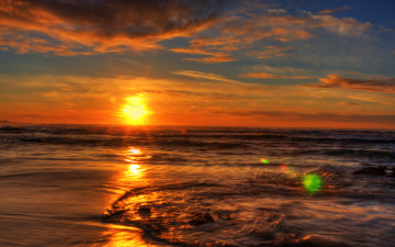 Картинка sunset природа восходы закаты отблеск океан лучи закат
